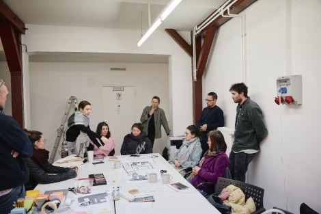 Das Gestaltungsteam vom KOLEO beim Workshop zur Entwicklung des Raumkonzepts (Foto: Simeon Johnke)
