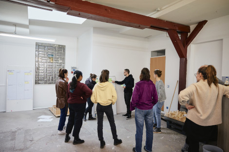 Das Gestaltungsteam vom KOLEO beim Workshop zur Entwicklung des Raumkonzepts (Foto: Simeon Johnke)