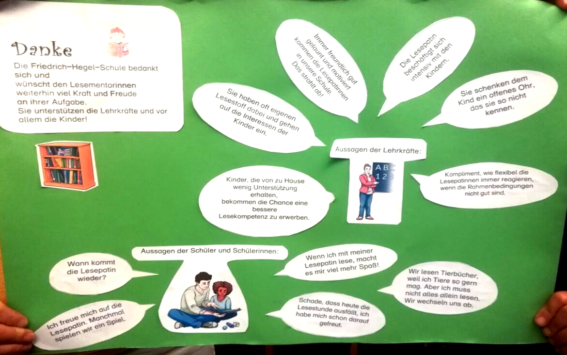 Die Schulen bedanken sich mit Postern und Zitaten bei den Freiwilligen. (Foto: Bettina Schiebel)