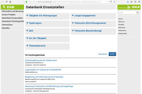 Screenshot der Website